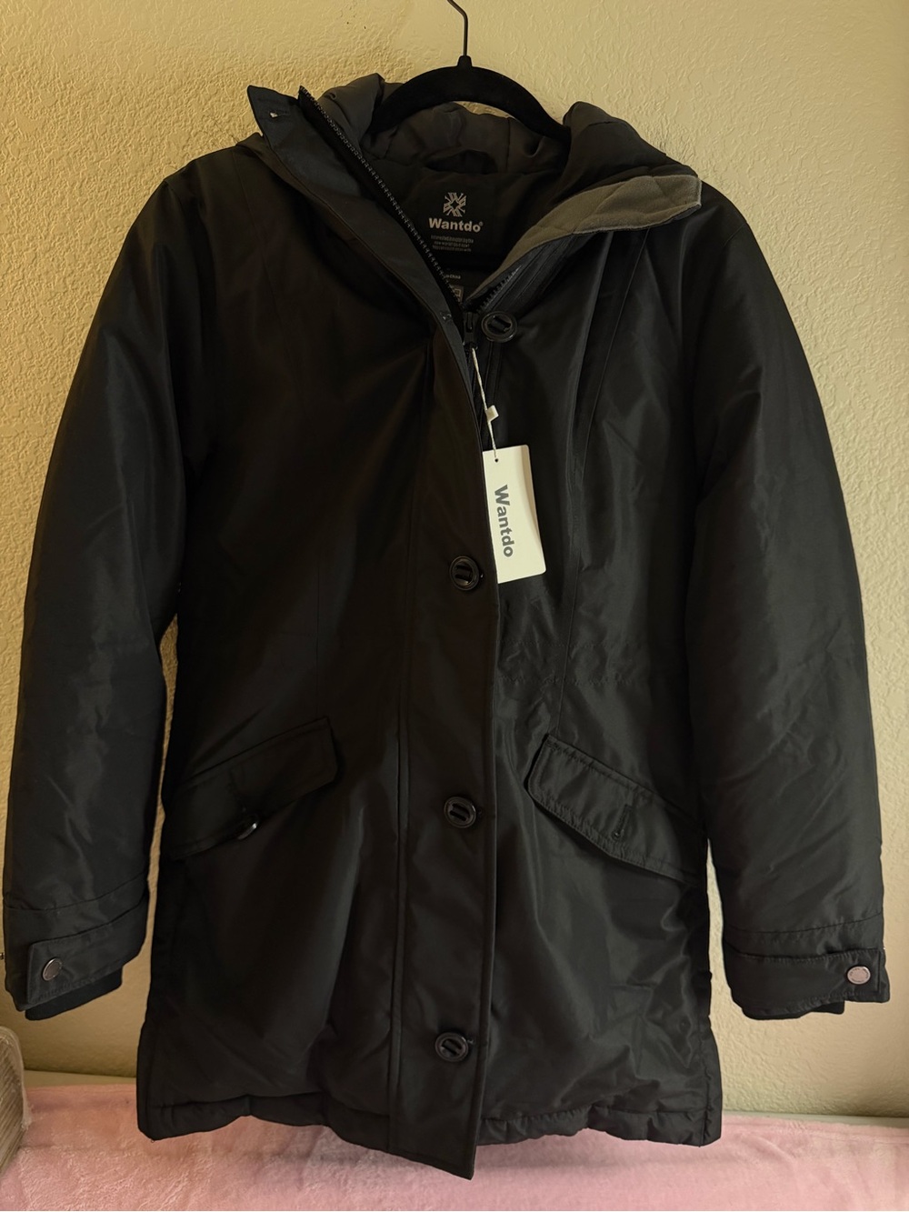 Wantdo Women's Black Hooded Puffer Coat